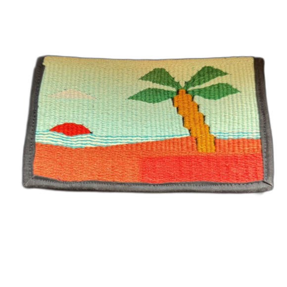Guatemalan Boho Fabric Wallet Island Palm Tree Beach Money Organizer - Picture 1 of 4